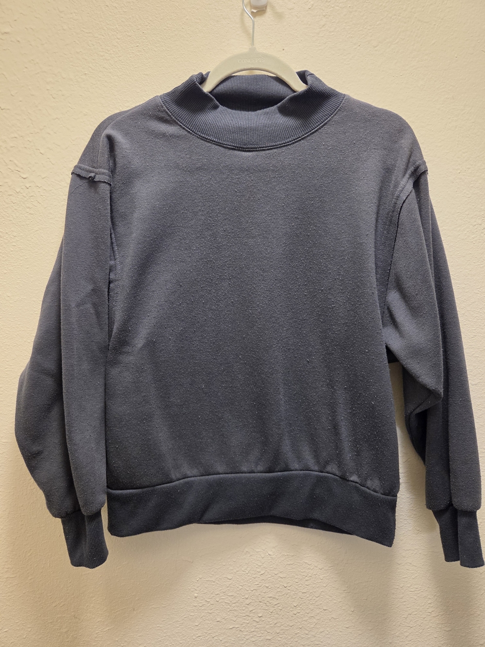 Cozy Dark Blue Mock-Neck Sweatshirt